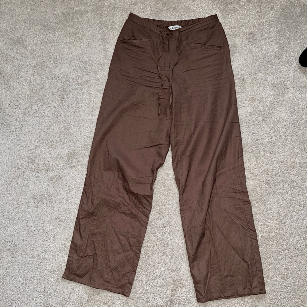 GORGEOUS VINTAGE LINEN/COTTON BLEND TROUSERS 🍂🤎